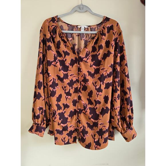 Plus Size Nine West Button-Front Balloon-Sleeve Tunic - Picture 1 of 8
